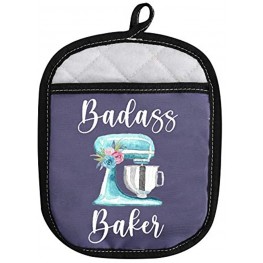 Funny Baker Gift Badass Baker Oven Pads Pot Holder with Pocket for Bake Lover Badass Baker