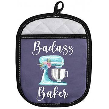 Funny Baker Gift Badass Baker Oven Pads Pot Holder with Pocket for Bake Lover Badass Baker