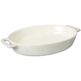 LE REGALO Stoneware Oval Baking Dish 14x9.5x2.5 White