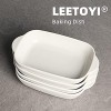 LEETOYI Ceramic Small Baking Dish 7.5-Inch Set of 4 Rectangular Bakeware with Double Handle Baking Pans for Cooking and Cake Dinner White