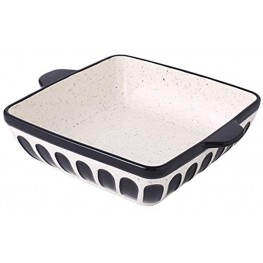 Porcelain Cake Pan Baking Dish 8.7 inch Baker Square Brownie Pan with Double Handle for Casseroles Lasagna Black