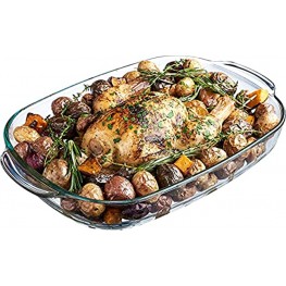 Simax Clear Glass Roaster Dish: Large Rectangular Roaster Pan For Baking And Cooking Oven and Dishwasher Safe Cookware – 3.5 Quart Oven Pan
