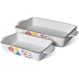 Xiteliy Ceramic Bakeware Set Baking Dish Lasagna Pans with Coloured Drawings Casserole Dish Square Brownie Pan with Double Handle TL-BK-C