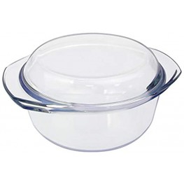 Clear Round Glass Casserole by NUTRIUPS | With Lid Heat Cold and Shock Proof,Oven Freezer and Dishwasher Safe,2.5 L