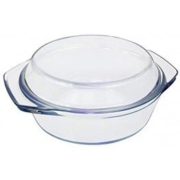 Clear Round Glass Casserole by NUTRIUPS | With Lid Heat Cold and Shock Proof,Oven Freezer and Dishwasher Safe,1 L