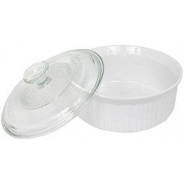 CorningWare French White 1-1 2-Quart Covered Round Dish with Glass Top