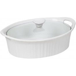 Corningware French White III Oval Casserole with Glass Cover 2.5-Quart