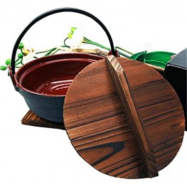 Ebros Japanese Style Traditional Cookware Serveware Cast Iron Sukiyaki Nabemono Small Personal Size Soup Hot Pot With Wooden Lid As Donabe Casserole Pots