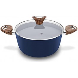 Phantom Chef 4.4 QT Casserole | Stockpot | Aluminum Body Non-Stick Ceramic Coating | With Soft Touch Stay Cool Handle | Dishwasher Safe | Non-Toxic PFOA & PTFE Free Pan | Color Navy