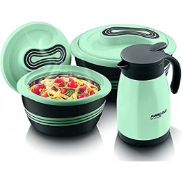 Pinnacle Insulated Casserole Dish and Leakproof Jug with Lid 3 pc. Set 2.6 1.5 qt. 750ml Jug Hot Pot Food Warmer Cooler – Thermal Soup Salad Serving Bowl Stainless Steel Hot Food Container Green