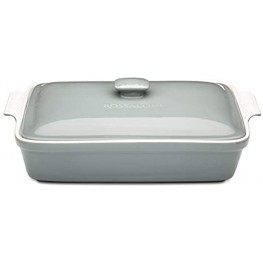 ROSSALLINI Stoneware Casserole Dish Bakeware Set with Lid Covered Rectangular Dinnerware Extra Large 4.23 Quart 13 by 9 Inch Grigio [Grey]