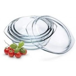 Simax 6 Piece Round Glass Casserole Set | With Lids Borosilicate Glass Made in Europe Set of 3 Clear Glass Baking Dishes 0.75 Qt 1 Qt and 1.5 Qt