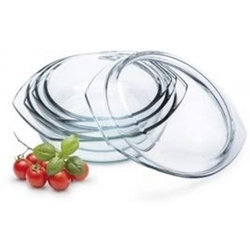Simax 6 Piece Round Glass Casserole Set | With Lids Borosilicate Glass Made in Europe Set of 3 Clear Glass Baking Dishes 0.75 Qt 1 Qt and 1.5 Qt