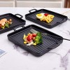 Bruntmor 8.5 x 7 Set Of 4 Porcelain Matte Oven to Table Bakeware Dinner Plates for Oven Roasting Lasagna Pan with Handle Square Dish Black
