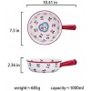 MDZF SWEET HOME Ceramic Baking Bowl with Handle French Onion Soup Bowl Roasting Lasagna Pan Round Bakeware Suitable for Oven Cherry