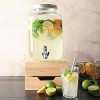 1 Gallon 4000ml Clear Mason Jar With Lids Airtight Glass Jars With Stainless Water Faucet and Ice Cylinder and Jars Holder Perfect for Beer Sun Tea Coffee Coke and Cold Drinks 1 pack