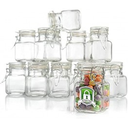 3 oz Small Glass Jars With Airtight Lids Glass Spice Jars Leak Proof Rubber Gasket and Hinged Lid for Home and Kitchen Small Glass Containers with Lids for Party Favors 12 Pack