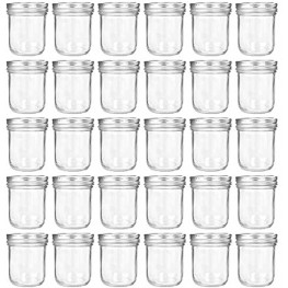 6oz 180ml Mason Jars Glass Jelly Jars Canning Jars With Regular Lids Ideal for Honey,Jam,Baby Foods,Wedding Favors,Shower Favors 30 Pack