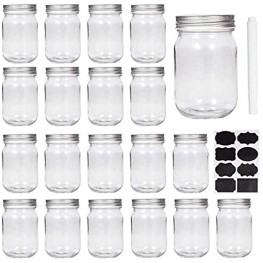 Accguan Mason Jars,Glass Jars With Lids 12 oz,Canning Jars For Pickles And Kitchen Storage,Wide Mouth Spice Jars With Silver Lids For Honey,Caviar,Herb,Jelly,Jams,Set of 20