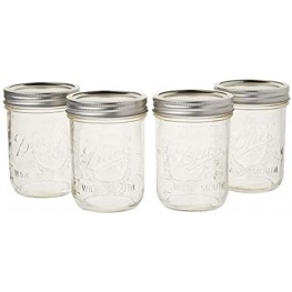 Ball Mason Jar Pint Wide Mouth Clear Glass W Lids and Bands 16-Ounces Set of 4