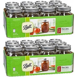 Ball Regular Mouth Pint 16-oz Mason Jar with Lids and Bands Pack of 24