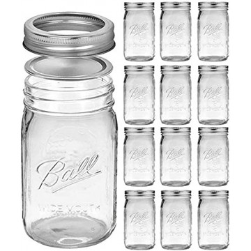 Bedoo 12 Pack Wide Mouth Mason Jars 32 oz Quart Mason Jars with Airtight Lids Clear Glass Mason Jars Set of 12 Wide Mouth