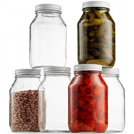 Glass Mason Jars 6 Pack Regular Mouth Jam Jelly Jars Metal Airtight Lid USDA Approved Dishwasher Safe USA Made Pickling Preserving Decorating Canning Jar Craft and Dry Food Storage 32 Ounce