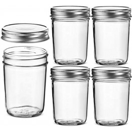 Glass Regular Mouth Mason Jars Glass Jars with Silver Metal Airtight Lids for Meal Prep Food Storage Canning Drinking Overnight Oats Jelly Dry Food Spices Salads Yogurt 5 Pack 8 Ounce