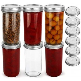 KAMOTA Wide Mouth Mason Jars 22 oz With Wide Mouth Lids and Bands Ideal for Jam Honey Wedding Favors Shower Favors Baby Foods 6 PACK Extra 6 Silver Lids with Straw Hole Included