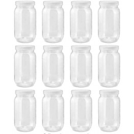 Smart Solutions Clear Plastic Mason Jars 18 oz 12 Pack | With Screw-On Airtight Lids | Refillable | No BPA | Perfect for Crafts Herbs Slime Food & Liquids | Made in USA White Lids