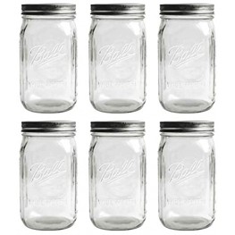 Tebery 6 Pack Clear Glass Jars Ball Mason Jars Wide Mouth 32 oz Canning Glass Jars with Lids