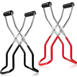 2 Pieces Canning Jar Lifter Tongs Stainless Steel Jar Lifter with Grip Handle for Safe and Secure Grip Red & Black