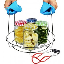 BYE FINGER BURN Canning Jar Lifter Wonderful Canning Supplies! Canning Rack Canning Tongs Silicone Hand Clip in One Canning Tools Package Canning Kits Makes Jobs Easier and Safer.