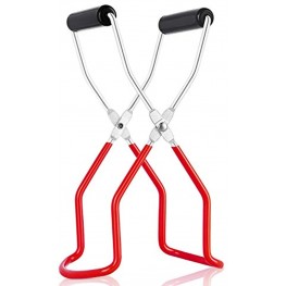 Canning Jar Lifter Tongs Stainless Steel Jar Lifter Canning Tongs with Rubber Grip Handle for Any Size Canning Jar Safe and Secure Grip Canning Kit for Kitchen Restaurant Red 1PCS