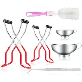Canning Kit Canning Supplies for Beginner Starter Include 2 PCS Jar Lifter Tongs with Grip Handle 2 Stainless Steel Canning Funnels Sponge Cleaning Brush and Tweezers for Lid Lift