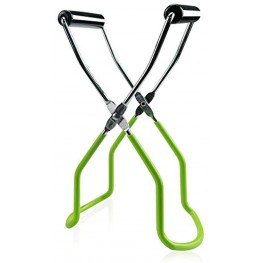 Canning Tongs Non-slip Stainless Steel Canning Jar Lifter Sturdy Canning Supplies with Rubber Grip and Silicone Covering Handle for Safe and Secure Grip Green