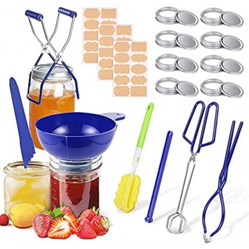 HOMPO Canning Kit Canning Supplies 15 Pcs Canning Tools Set Canning Funnel Jar Lifter Lid Lifter Jar Wrench Canning Tongs Canning Brush Bubble Popper and Canning Lids + Rings