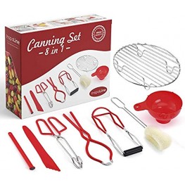 InspoLine Canning Kit – Canning Supplies Starter Kit 8 in 1 – Ultimate Kit with Jar and Lid Lifter Canning Tongs Jar Wrench Funnel Bubble Remover Tool Canning Rack – Home Canning Tools Set