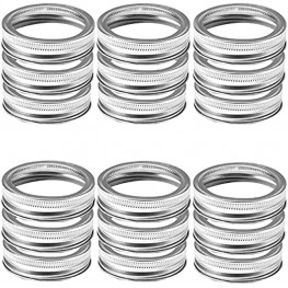 30 Pieces Canning Rings Wide Mouth Mason Canning Lids Stainless Steel Bands for Mason Jar Large Mouth,Canning Reusable Split-Type Lids Leak Proof Secure- Silver 86mm