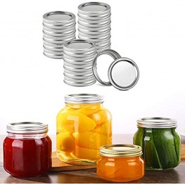 48 Pcs Regular Mouth Canning Lids and Rings 24 Sets Lids Bands for Mason Jar Small Mouth Canning Reusable Split-Type Lids Leak Proof Silver 70mm