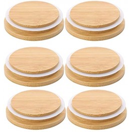 6 Pack Wooden Mason Jar Lids Reusable Bamboo Mason Canning Lids Compatible with Wide Mouth Mason Jar Canning Jar