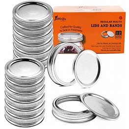 Jumeijia 24 canning lids regular mouth 70mm，suitable for most ball or Kerr,Split type metal mason jar lids leakproof12 Bands+12 Lids