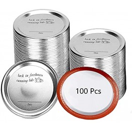 LIDSTOBALL 100 Count Canning Lids Wide Mouth Mason Jar Lids Wide Mouth with Silicone Seals Leak Proof Canning Jar Lids for Canning 86mm Lids for Mason Jars of Ball Kerr