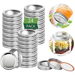 SGVA Wide mouth Canning Lids and Rings 48PCS 24 Pack Split-Type Mason Jar Lids with Silicone Seal Bands Leak Proof and Secure Ball Canning Jar Caps for Ball ,Kerr Jars and More Mason Storage Jars86MM