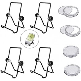 Sprouting Lids Mason Jar Lids 4 Pack Sprouting Jar Stands 4 Pack Mason Jar Sprouting Kit Canning Jars Holder for Sprouting Stainless Steel Screen Sprouting Stands Foldable Adjustable