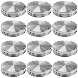 Stainless Steel Mason Jar Lids Storage Caps with Silicone Seals for Regular Mouth Size Jars Polished Surface Reusable and Leak Proof Pack of 12 12-Pack Regular Mouth stainless steel