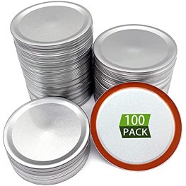 Wide Mouth Canning Lids 100Pcs Split-Type Metal Mason Jar Lids Wide Mouth for Canning Food 60HA Professional Silicone Sealing Ring 100% Fitting & Airtight for Wide Mouth Jars Anti-Rust 86MM