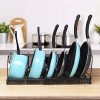 MDHAND Pan Organizer Rack for Cabinet Expandable Pan Pot Lid Organizer Rack with 7 Adjustable Dividers Kitchen Cookware Storage Rack
