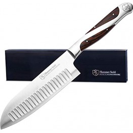 Hammer Stahl 5.5 Inch Santoku Knife High Carbon German Steel Deep Granton Edge Professional Chopping Kitchen Knife for Chefs