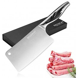 Butcher Knife 7 Inch Kitchen Knife Cut Bones Professional Stainless Steel Cleaver Knife with Comfortable Non-slip Stainless Steel Handle Heavy Duty Blade Chopper for Kitchen or Restaurant